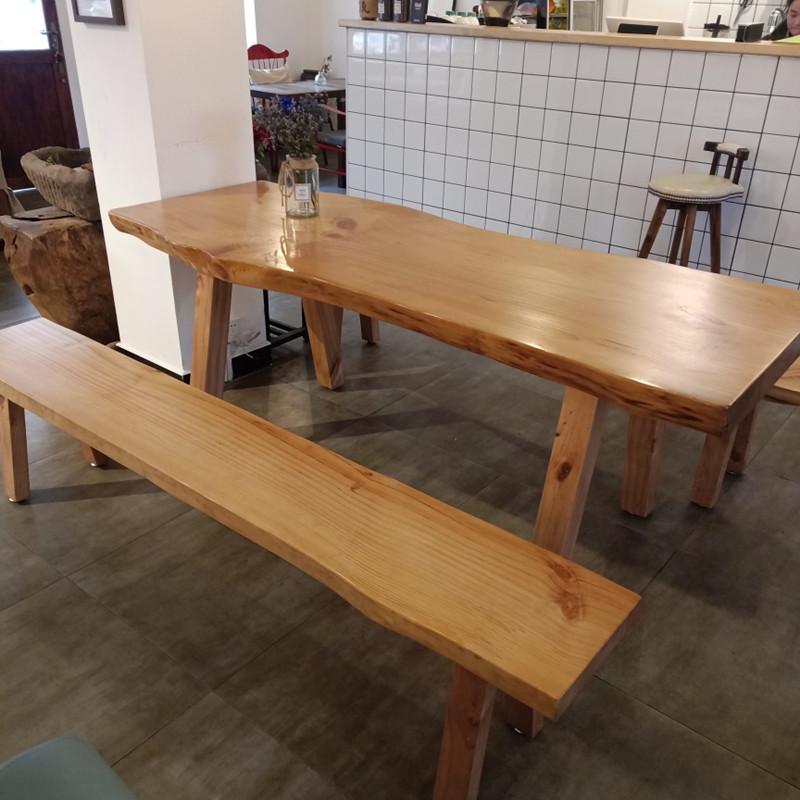 吃原木书桌民电脑会议简约组合台长桌椅泡茶餐桌茶几条宿饭桌实木