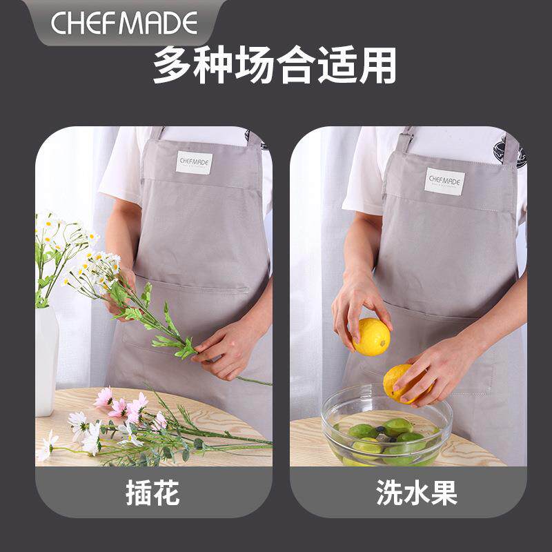 学厨 灰色烘焙用品纯棉围裙家用厨房家用外用蛋糕烘焙工具