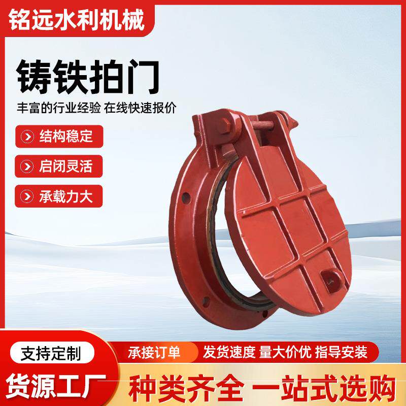 铸铁拍门铸铁闸门侧翻拍门对开式圆形拍门附壁式防倒灌铸铁拍门