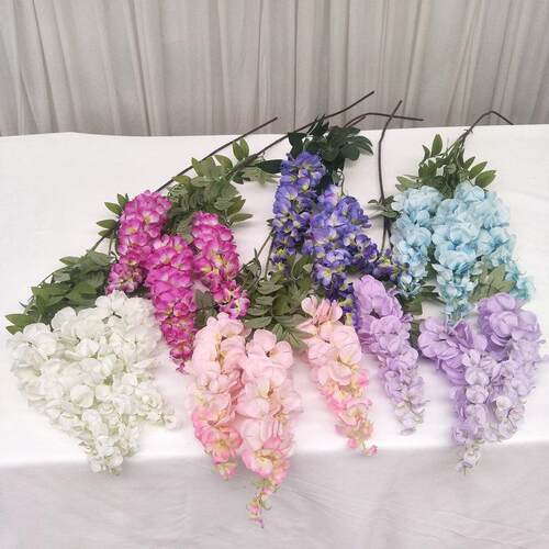 仿真三叉紫藤花 吊顶婚庆装饰花条 多色仿真豆花藤条 绢布假花