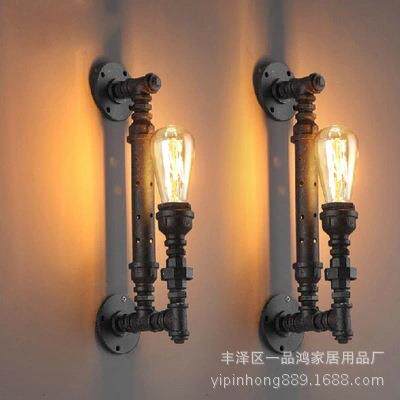 水管壁灯Loft复古工业北欧美式过道走廊床头灯仓库阳台铁艺壁挂灯