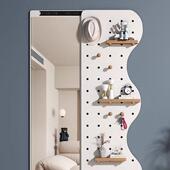 洞洞板穿衣镜一体隐形可遮挡入户玄关全身镜壁挂推拉镜子收纳墙面