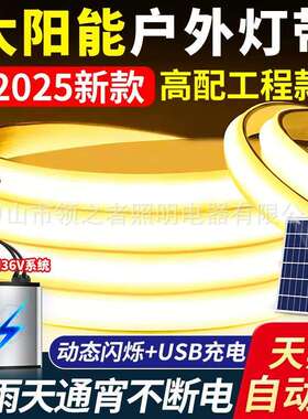 太阳能灯带户外防水感应led软灯条暖光别墅广告牌氛围灯超高亮