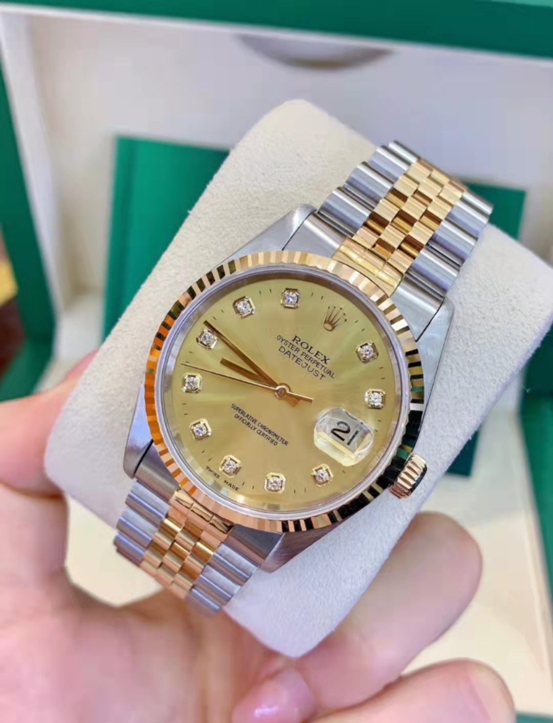 无保留价[9.8新]劳力士日志型16233黄金后镶大包钻自动机械男腕表