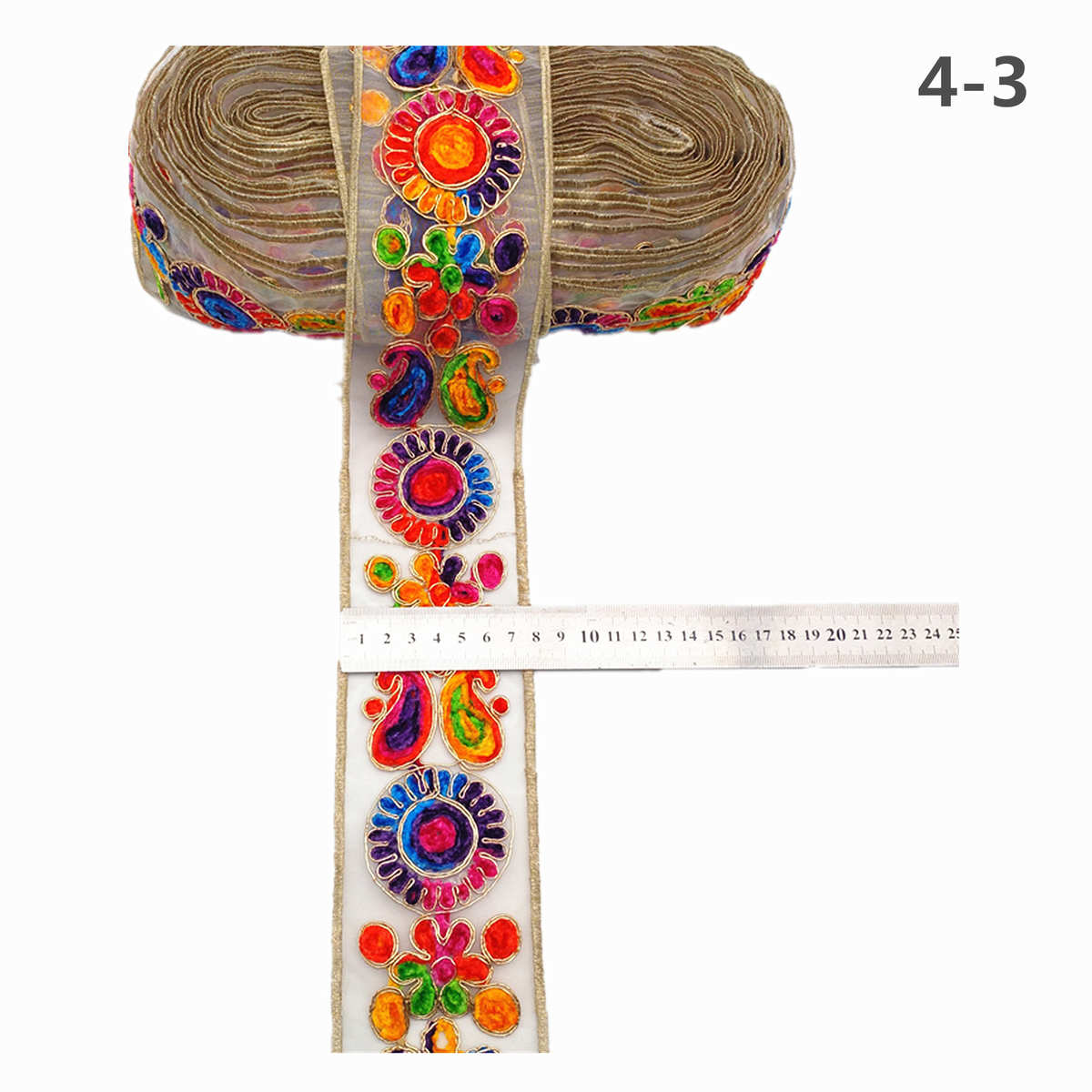 民族刺绣条码花边 七彩绳绣织带花边 中国风服饰辅料花边织带批发