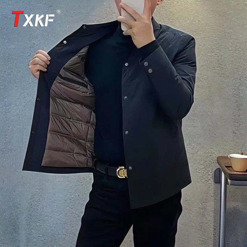 高端翻领棉服外套男士2025新款春秋冬季轻薄商务休闲行政夹克男款