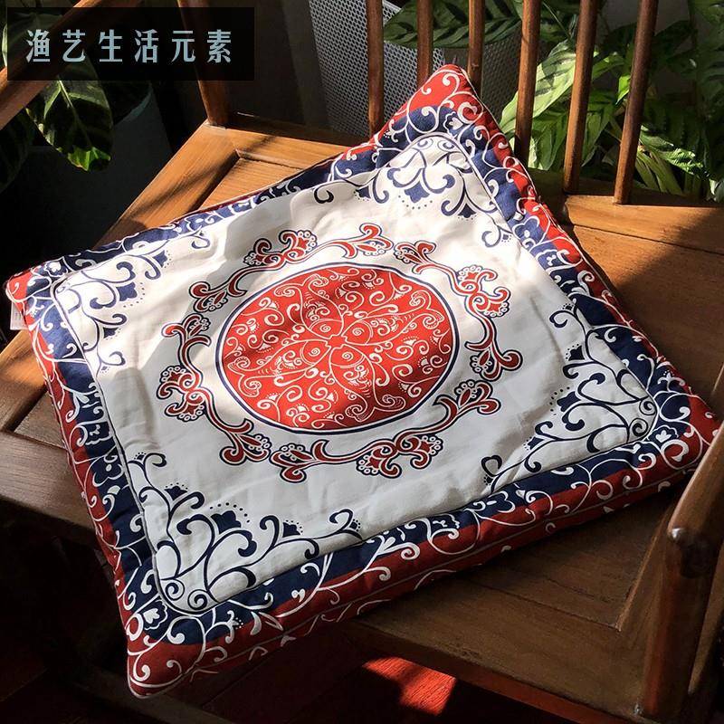 A6L餐椅垫双面椅子垫四季坐垫榻榻米沙发垫中式手工纯棉布艺富贵