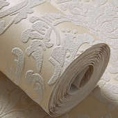 电视背景墙壁纸 超厚浮雕 欧式 大马士革3D立体无纺布卧室客厅墙纸