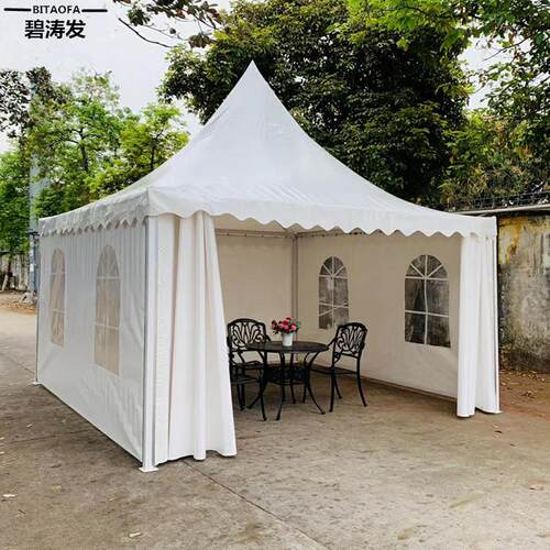 户外欧式尖顶棚白色吊顶锥顶车展聚会四柱婚庆活动遮阳帐篷