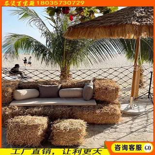 节日道具方圆形稻草垛装饰稻草草垛凳子室内户外露营圣诞节装饰品