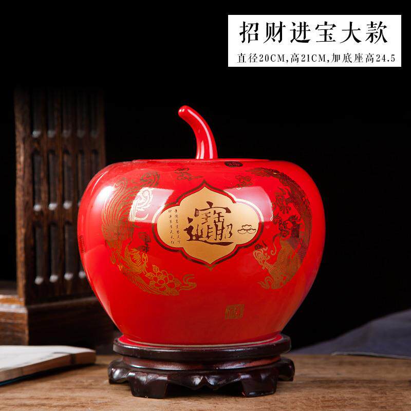 正品景德镇陶瓷器瓶花黄红色瓷瓶摆件家用色客厅柜酒工艺品家居装