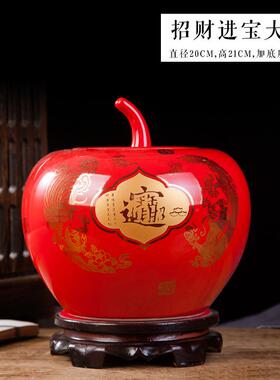 正品景德镇陶瓷器瓶花黄红色瓷瓶摆件家用色客厅柜酒工艺品家居装