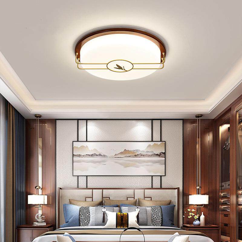 新009中式LD吸顶灯实木全铜现代灯中国风E长形方客厅大书房卧室灯