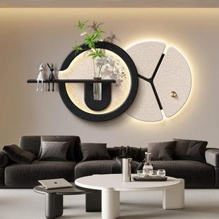 现代极简主义客厅沙发背景墙种植装饰画水培绿色餐厅挂画砂岩花瓶