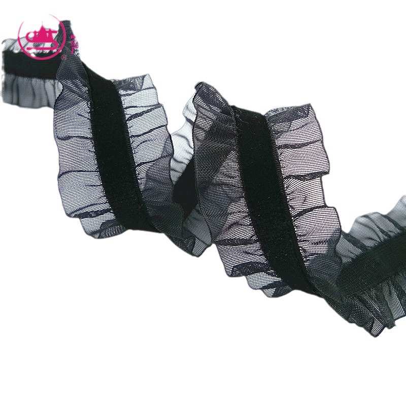 供应三顶双边花边松紧绒带花边织带 松紧绒服装辅料diy手工花零售