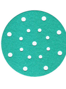 厂家直供FZ66薄膜绿砂6寸17孔汽车干磨砂纸150MM费斯托磨机用植绒