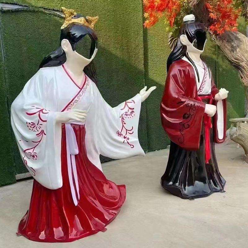 网红脸雕空云南K003大理古塑装汉服景区打人卡拍照合影玻璃钢像大