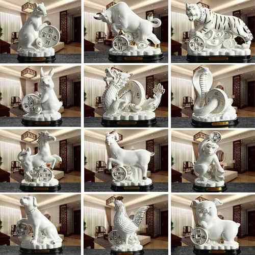 创意中式12十二生肖摆件鼠牛虎兔龙蛇马羊猴鸡狗猪工艺品风水摆设