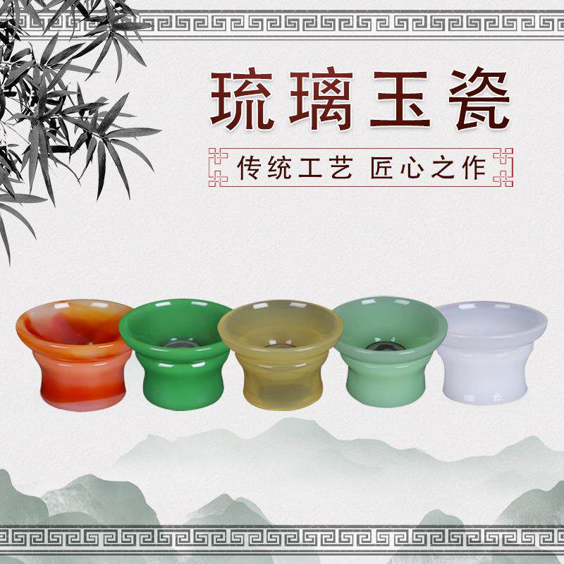 羊脂玉瓷琉璃茶漏玛瑙碧绿浅绿蜡黄玉白多色圆润细腻茶具套装