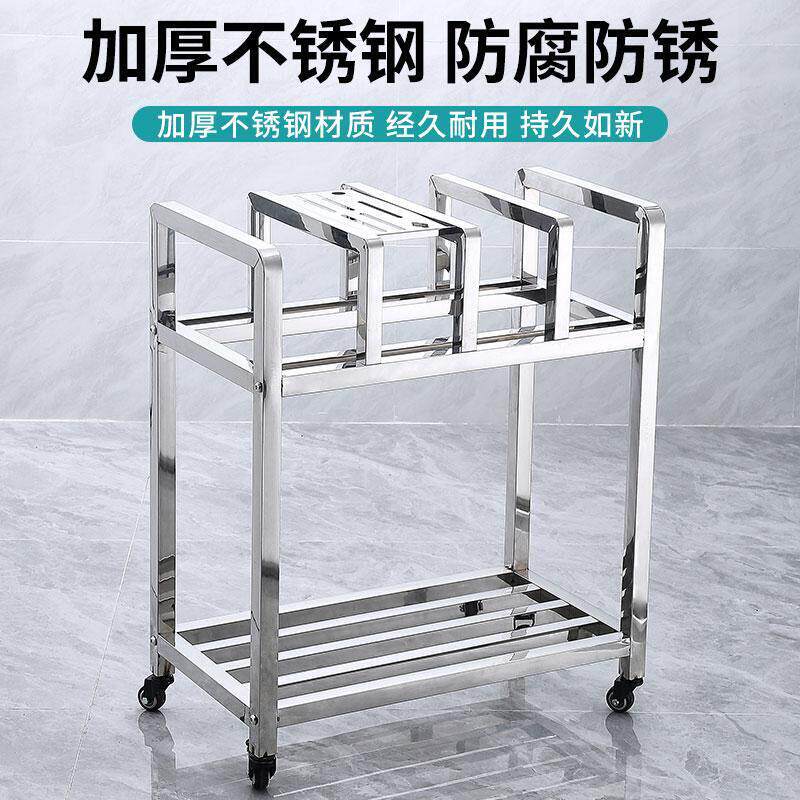加厚不锈钢厨房菜板置物架落地带轮菜墩架食堂砧板架子商用收纳层