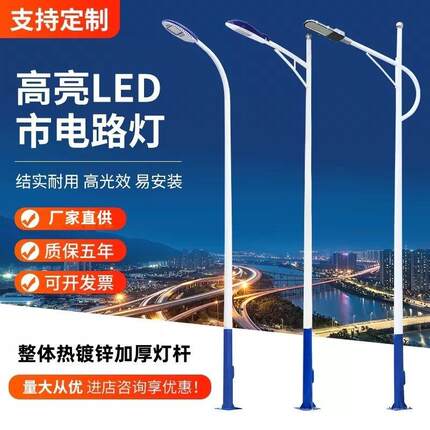 市电LED节能市政道路灯6米8米热镀锌路灯杆生产厂家直销