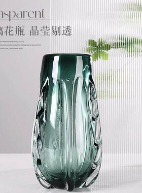 2025新款玻璃大号花瓶现代简约风高级感摆件轻奢高端客厅插花琉璃