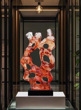 酒店客厅抽象艺术品软装雕塑摆件透明树脂太湖石玄关售楼处大摆件