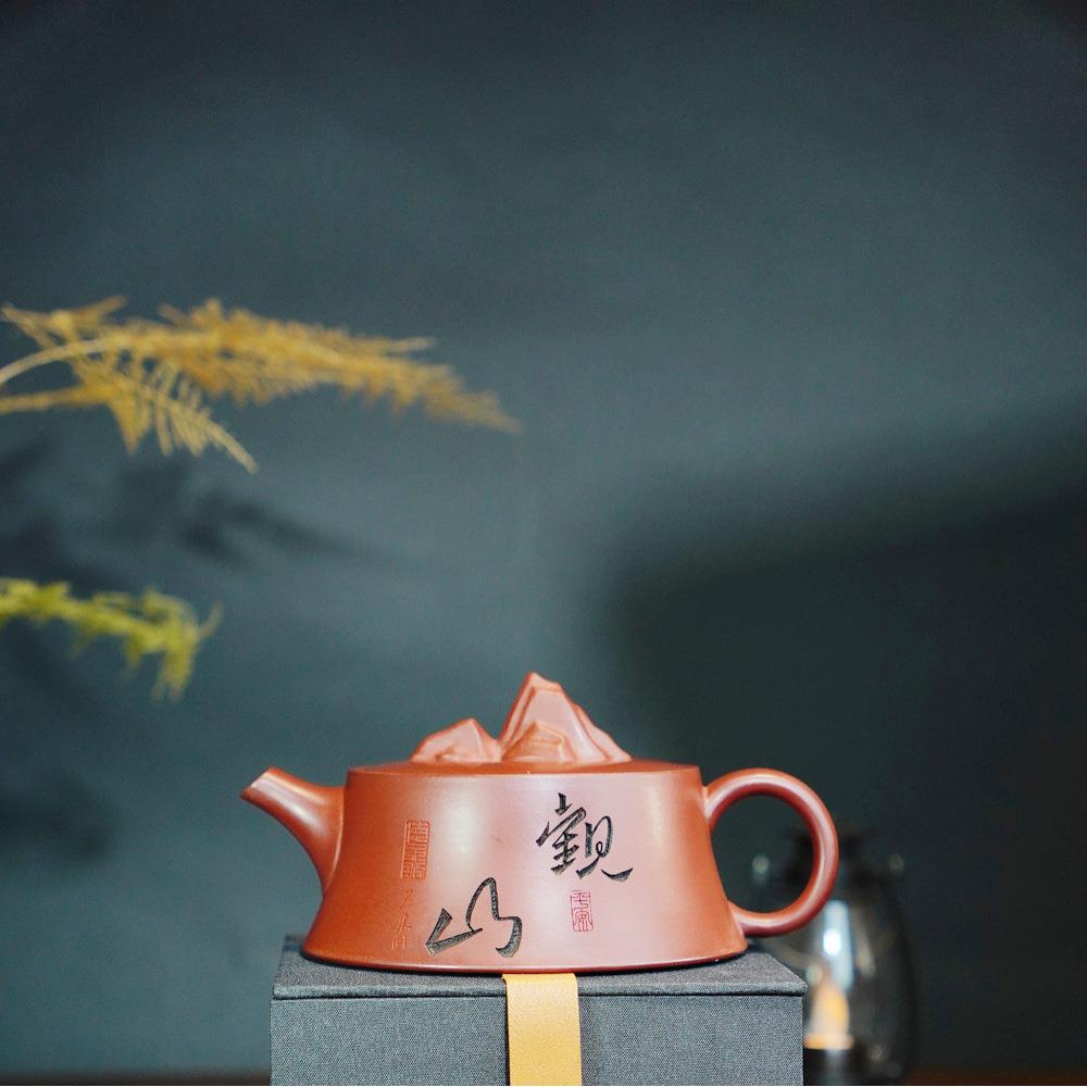 宜兴紫砂壶观山大柱础壶原矿革紫泥泡茶壶家用手工紫砂茶具