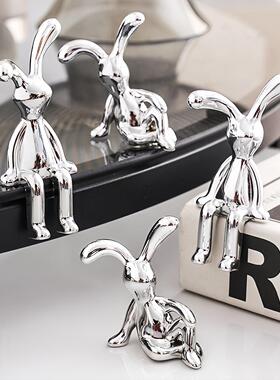 Nordic modern electroplated long-eared rabbit ornament, exud