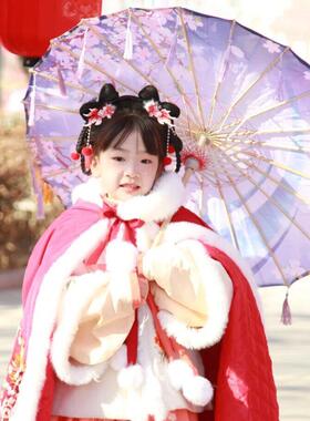 古风伞女童儿童汉服小伞遮阳伞流苏舞蹈伞古装伞道具国风伞油纸伞