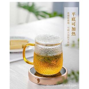 厂家龙鳞锤纹三件杯透明玻璃杯带把过滤家用茶杯高硼硅泡茶玻璃杯