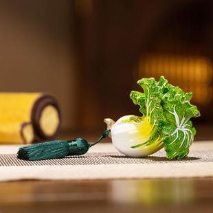 白菜摆件家居饰品桌面手握礼品铜手把件百财装 饰品手握百财