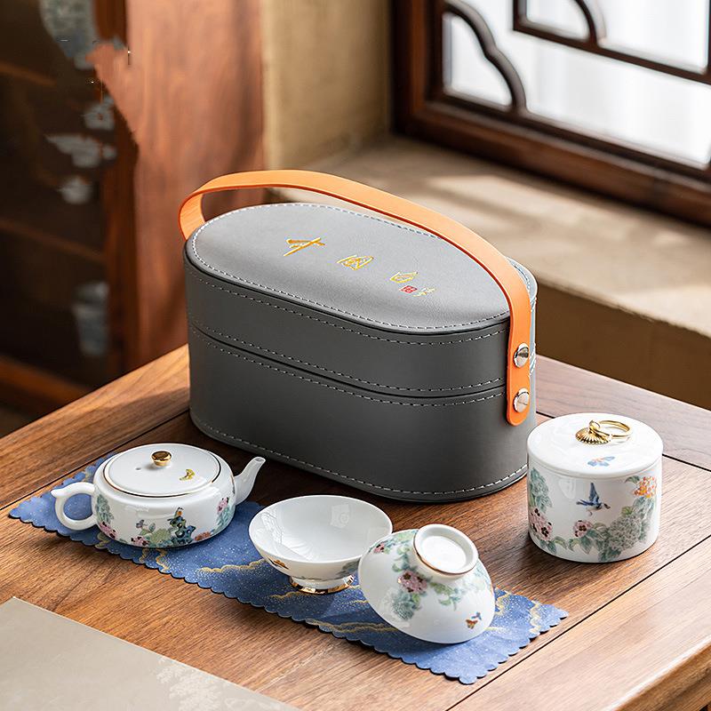 玩物尚置旅行茶具套装便携式轻奢高档个人专用随身泡茶快客杯LOGO