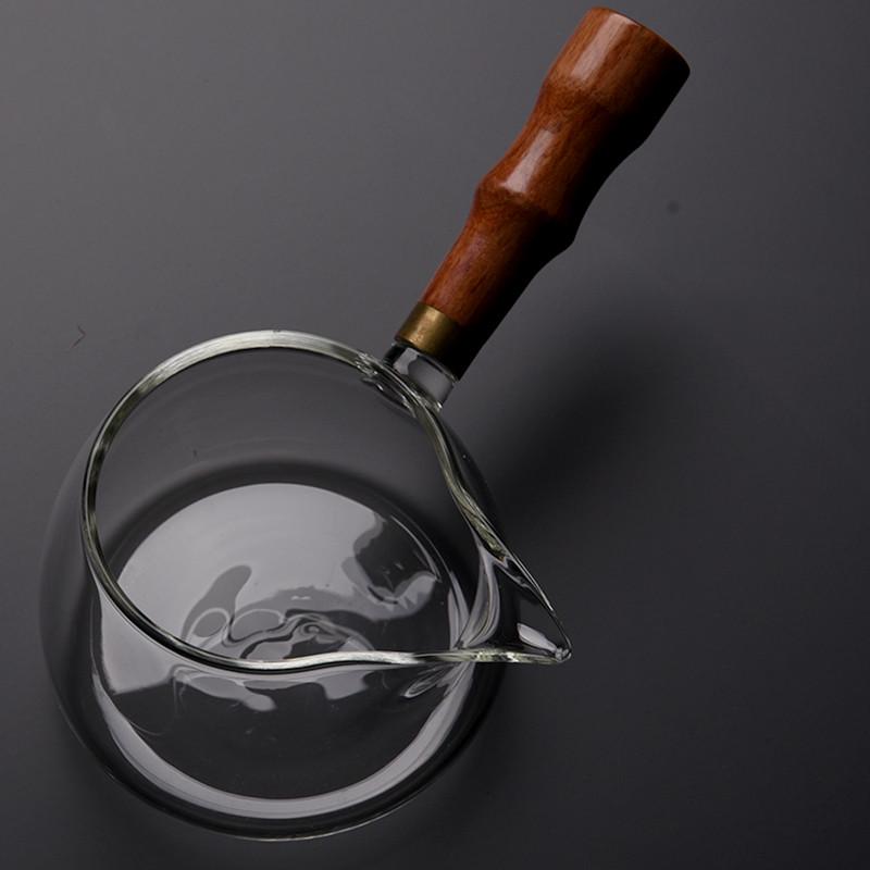 F玻璃公道杯茶漏套装加厚耐热滤茶杯泡分茶器茶具配件侧把公H
