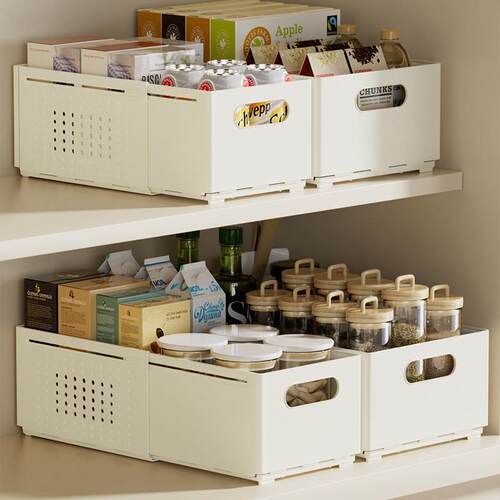 Drawer-style expandable storage box for cabinets, suitable f