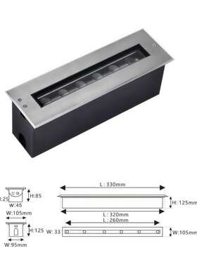 6W9W12W18W24W36W户外防水LED可调角度长条地埋灯公园广场埋地灯