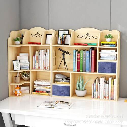 【折扣价】实木桌上小书架简易办公桌面置物架儿童学生书桌面书柜