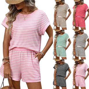 Womens Pajama Sets 2026 Summer Striped 2 Piece Lounge