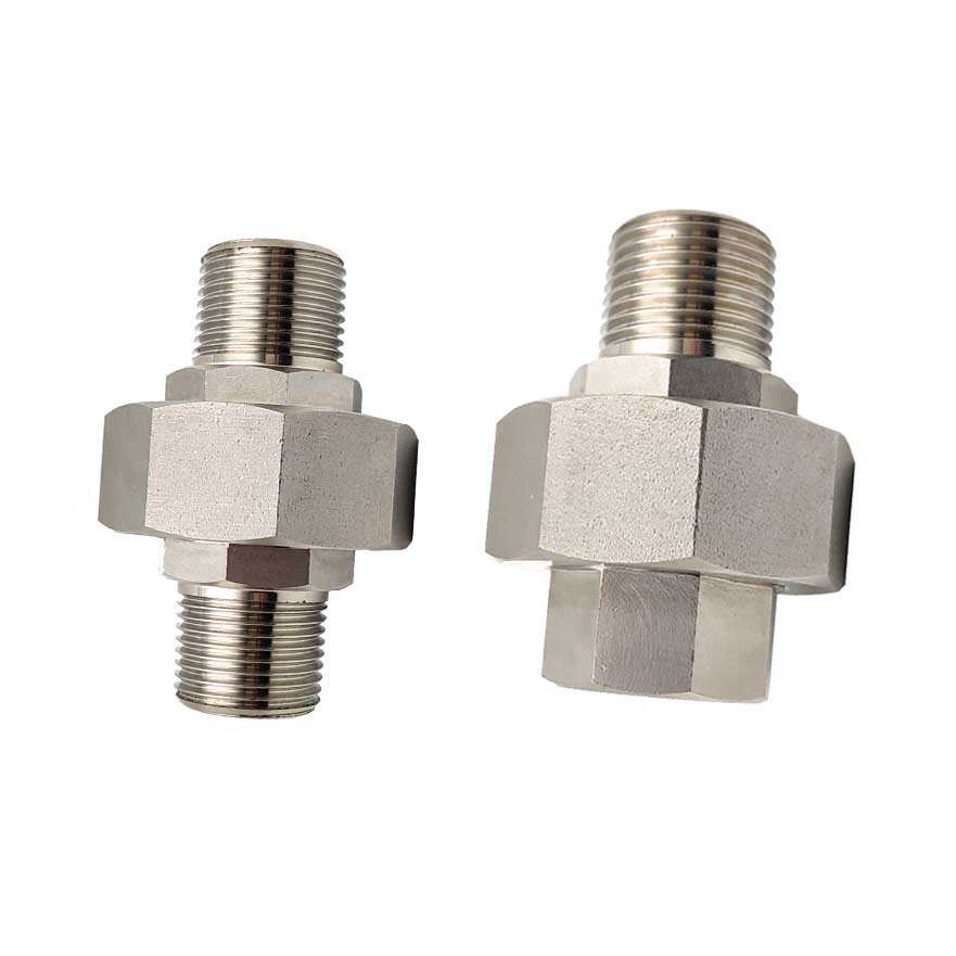 304不锈钢内外丝活接双外丝螺纹高压由壬液压接头NPT螺纹活动快接