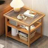 沙发边柜客厅家用木腿边桌简约小户型长方形角几床头楠竹茶几柜子