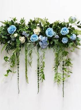 新款森系仿真藤蔓蓝色挂花仿真花挂墙墙面十里红妆婚庆用品头花
