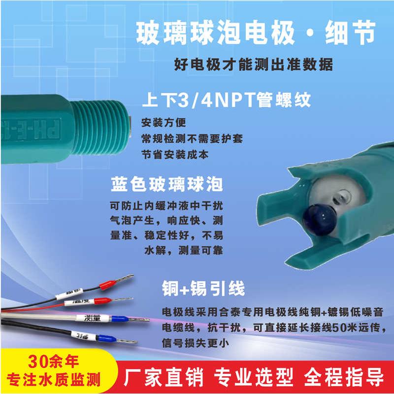 台湾温补塑料电极探头PH-E-1312工业PH计探头 国产PH仪表配套电极