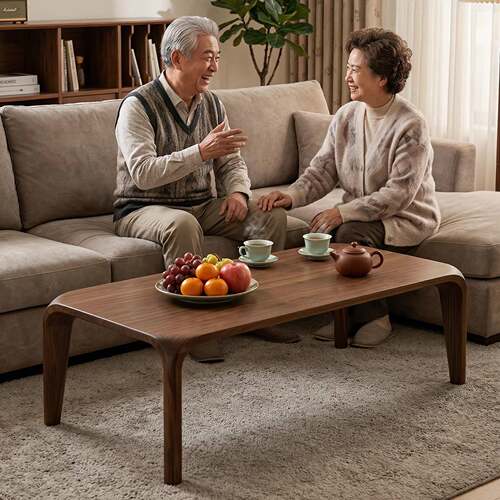 宋氏美学全实木圆角茶几老年人专用安全桌防滑稳固客厅家用茶台