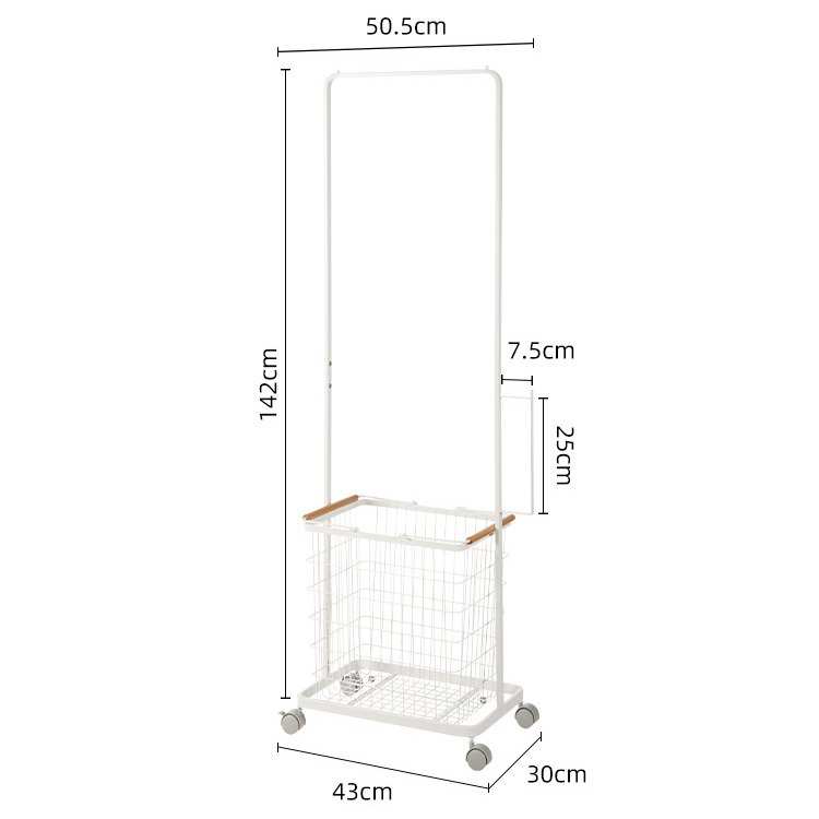小型落地晾衣架家用带提手脏衣篮可移动卧室阳台晾晒衣服置物架