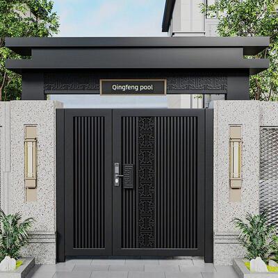 铁艺庭院大门铝合金别墅双开门小区户外不锈钢电动铝艺门乡村院门