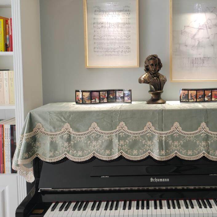 欧式钢琴罩刺绣蕾丝高档钢琴防尘罩现代简约半罩钢琴盖布琴凳子罩