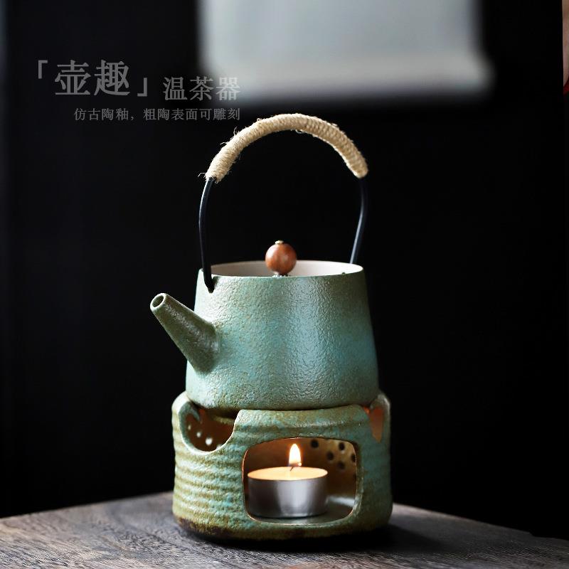 陶瓷煮茶壶蜡烛温茶器套装户外煮茶炉功夫茶具茶炉套装提梁壶茶杯图片