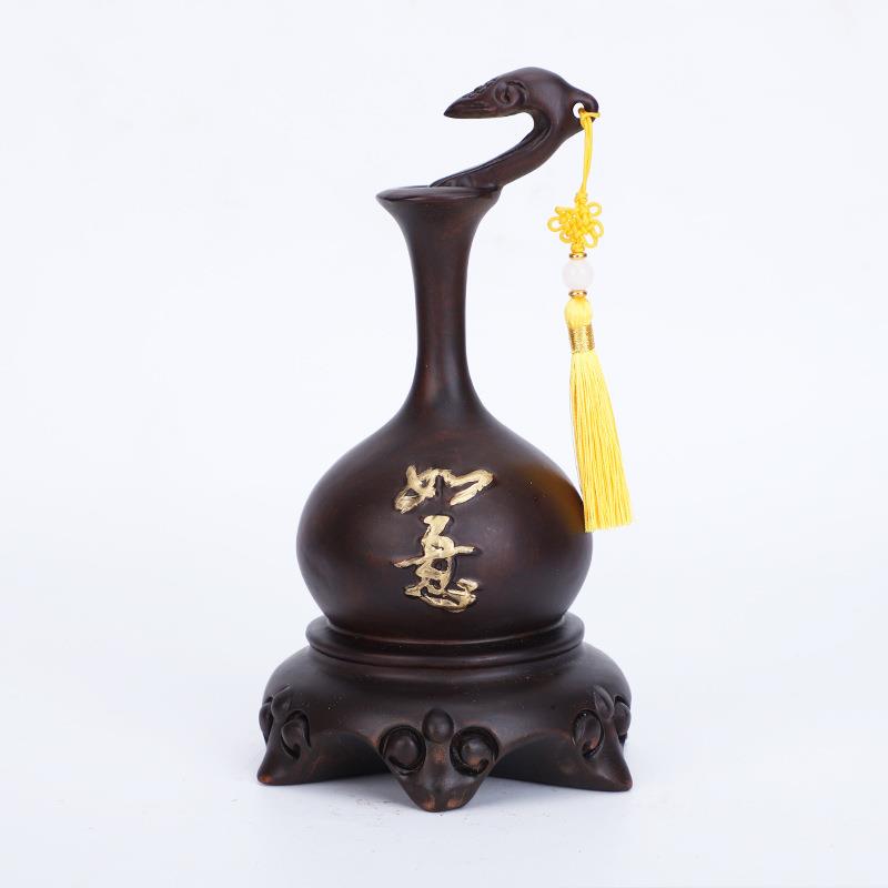 黑檀木雕葫芦摆件实木如意福禄装饰摆设客厅家居电视柜送礼工艺品
