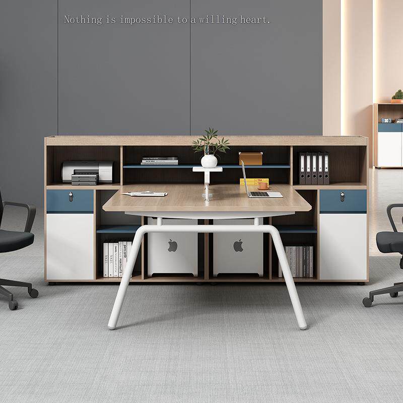 财务办公桌办公室单双人面对面广东职员办公桌椅组合四人位带高柜