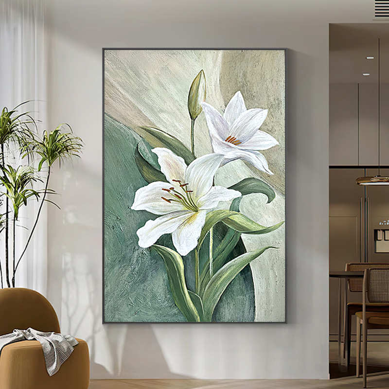 纯手绘大幅花卉油画 沙发背景客厅卧室画玄关餐厅装饰画肌理挂画图片